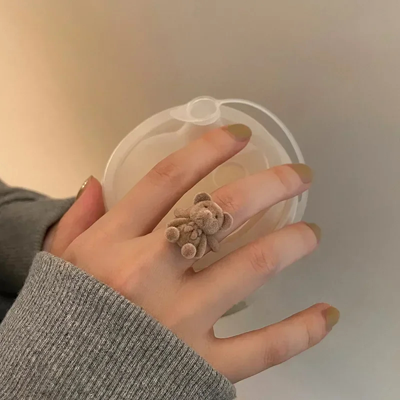 Flocked Teddy Bear Ring