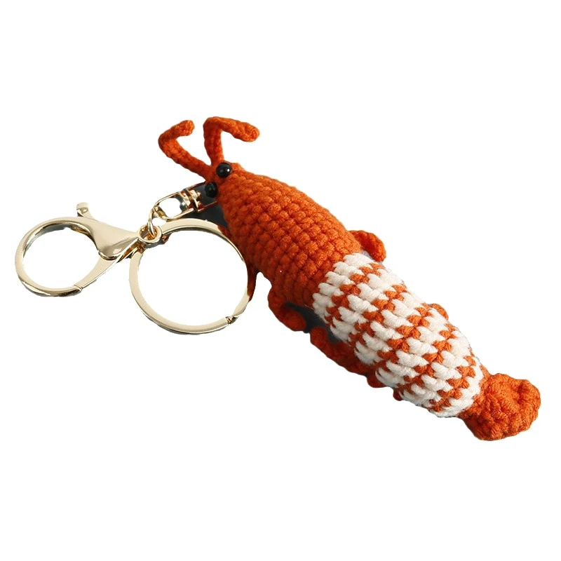 Crochet Shrimp Keychain