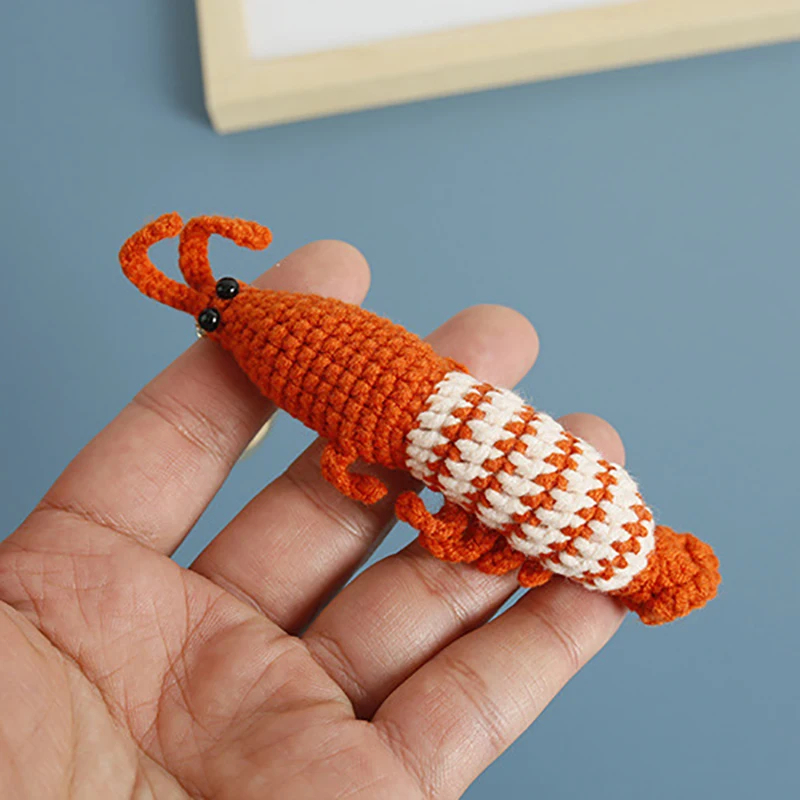 Crochet Shrimp Keychain