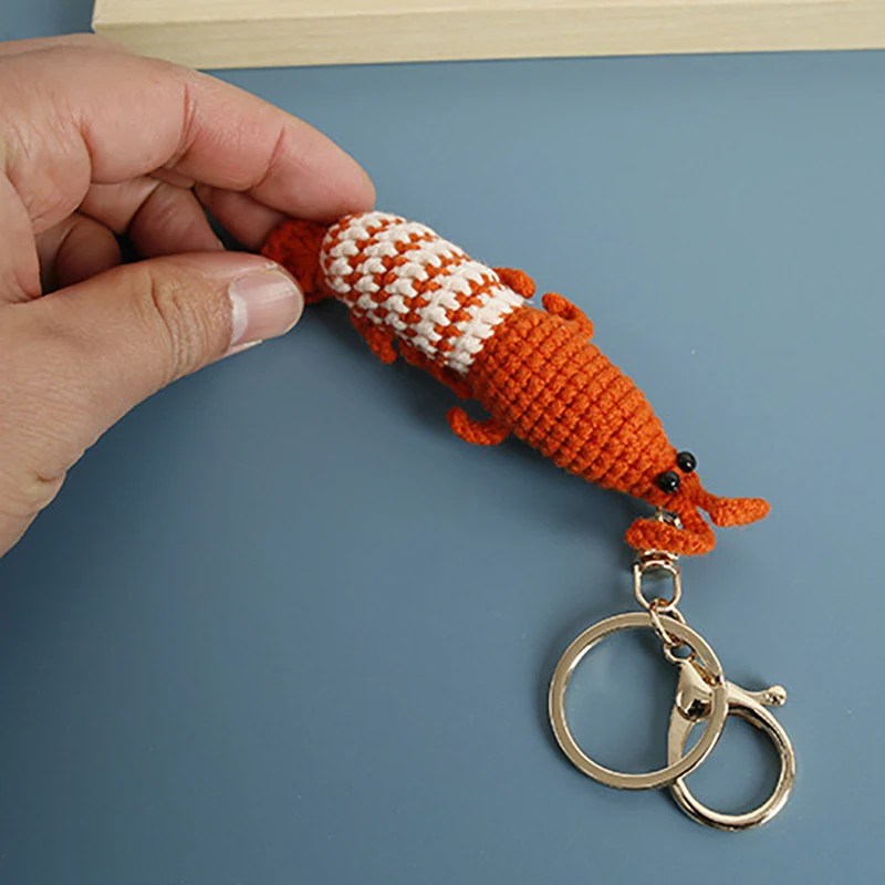 Crochet Shrimp Keychain