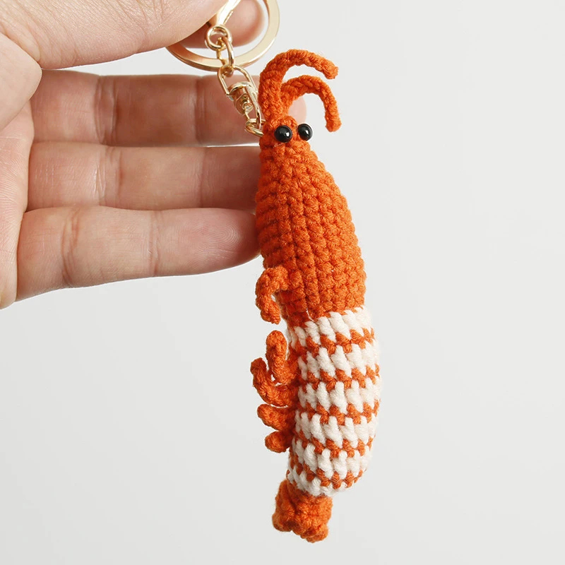 Crochet Shrimp Keychain
