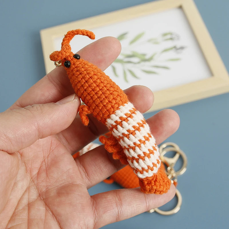 Crochet Shrimp Keychain