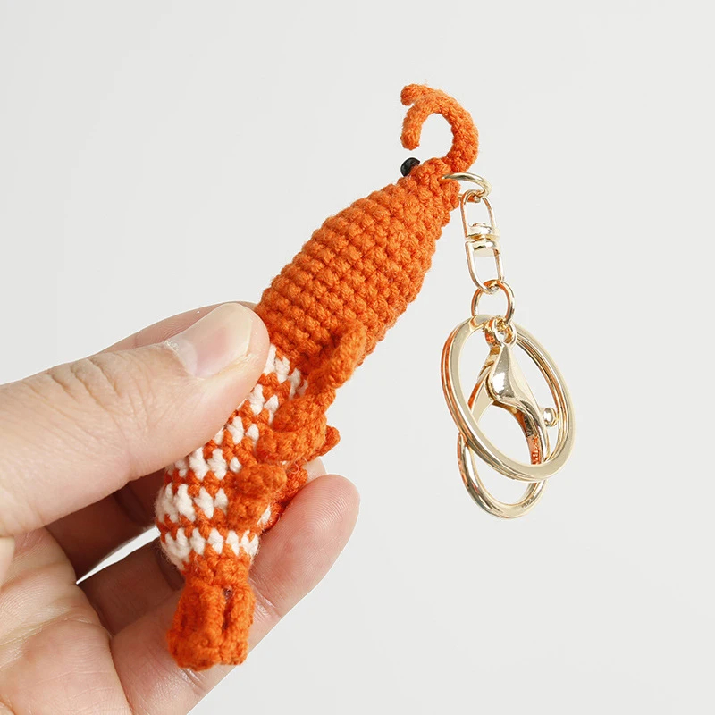 Crochet Shrimp Keychain