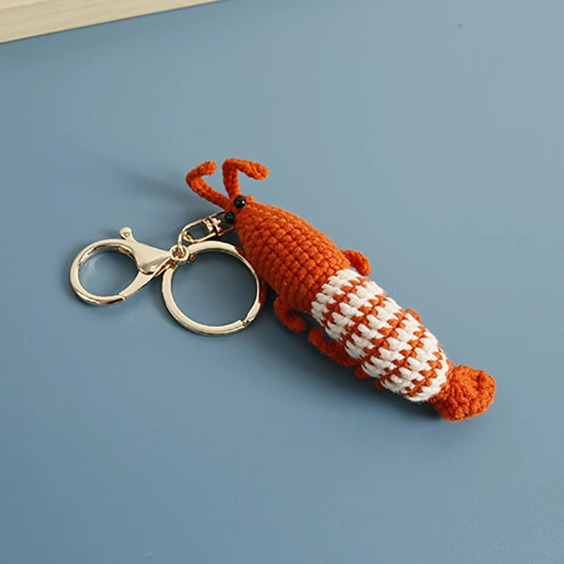 Crochet Shrimp Keychain