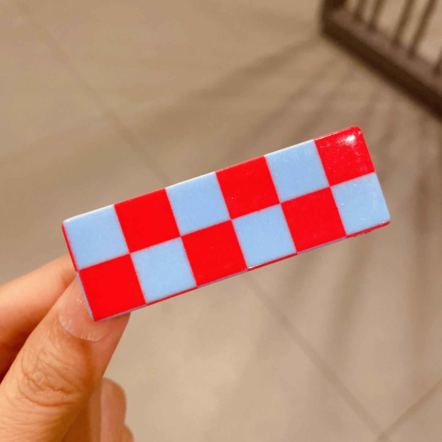 Glossy Checkerboard Hair Clip (8 Colours)