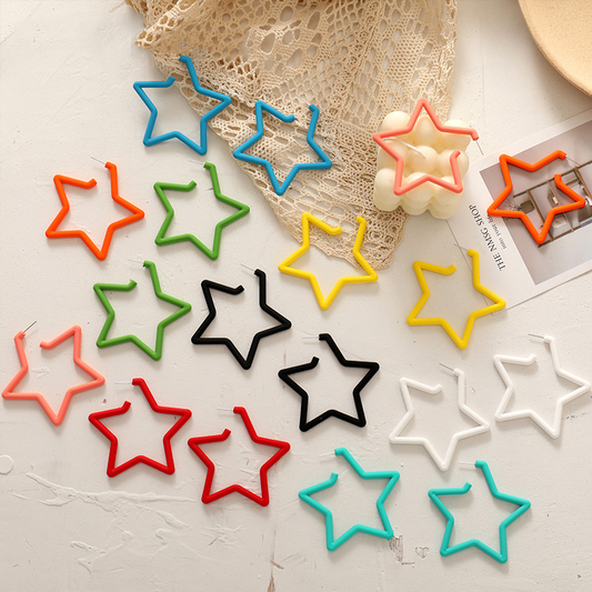 Retro Star Earrings (10 Colours)