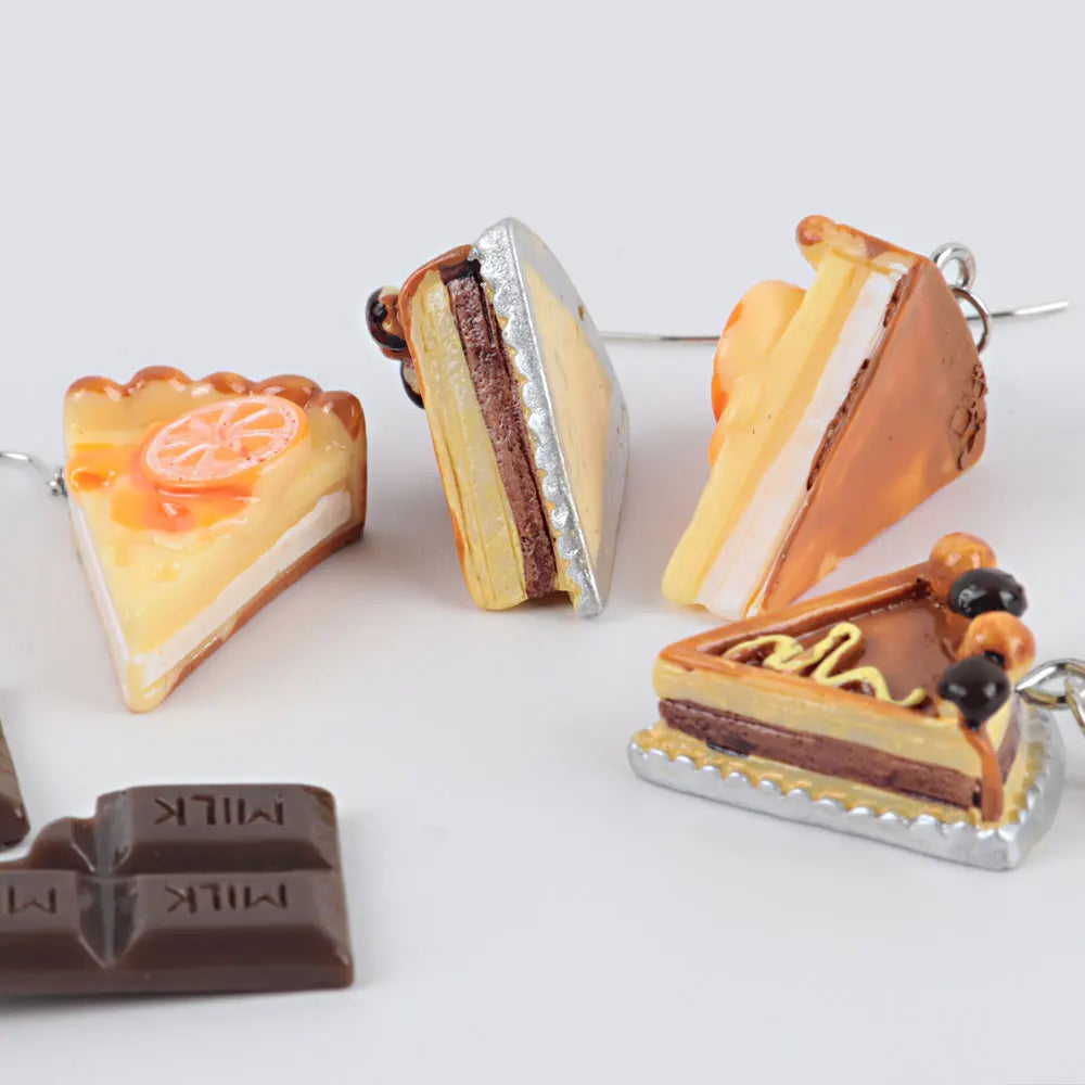 Fashion Cute Funny Chocolate Cake Drop Earrings For Women Girl Geometric Food Shape Donuts Cookies Dangle Earrings Party Jewelry - Ice Cream Cake