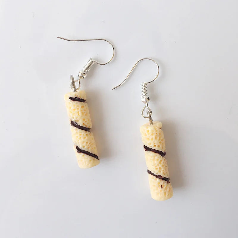 Fashion Cute Funny Chocolate Cake Drop Earrings For Women Girl Geometric Food Shape Donuts Cookies Dangle Earrings Party Jewelry - Ice Cream Cake