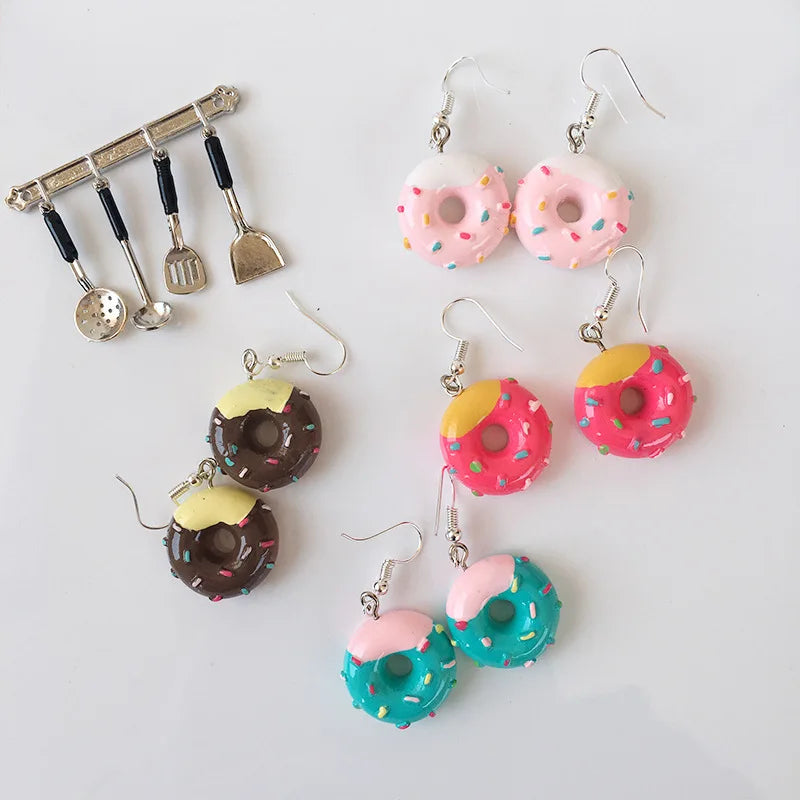 Fashion Cute Funny Chocolate Cake Drop Earrings For Women Girl Geometric Food Shape Donuts Cookies Dangle Earrings Party Jewelry - Ice Cream Cake