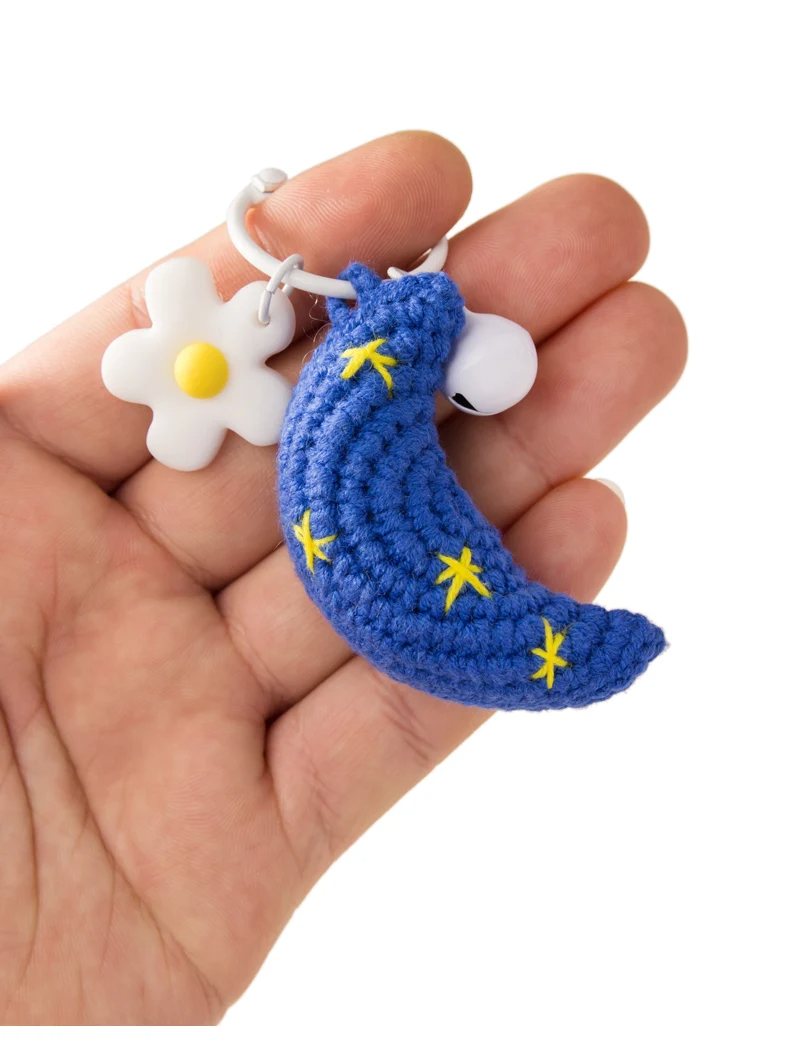 Moon, Sun and Star Character Crochet Keychain (3 Designs)