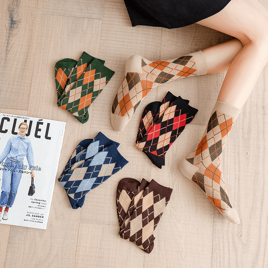 Argyle Ankle Socks (5 Colours)