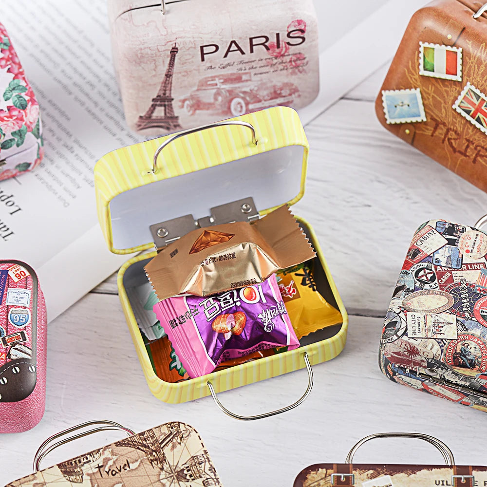 Kitschy Mini Vintage Lugagge Storage Tin