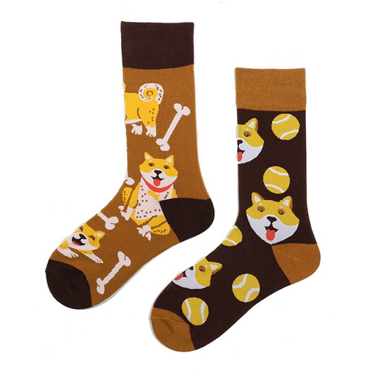 Mismatched Crew Socks: Shiba Inu
