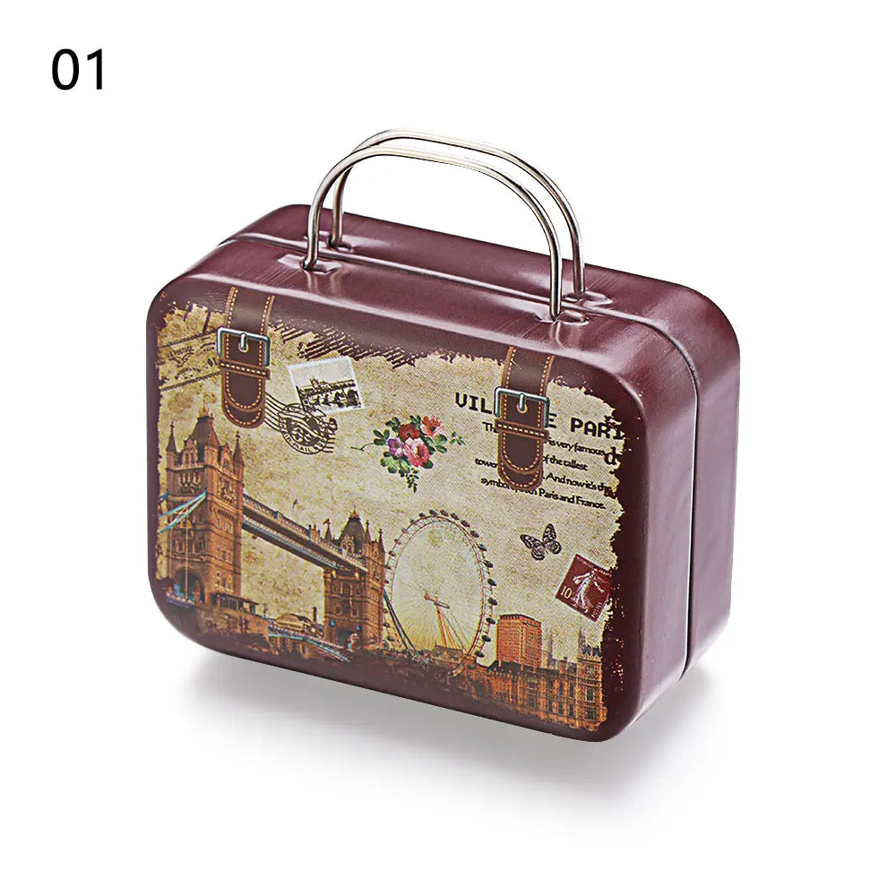 Kitschy Mini Vintage Lugagge Storage Tin