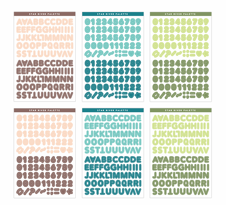Alphabet Letter Sticker Sheet Set (6 Sheets)