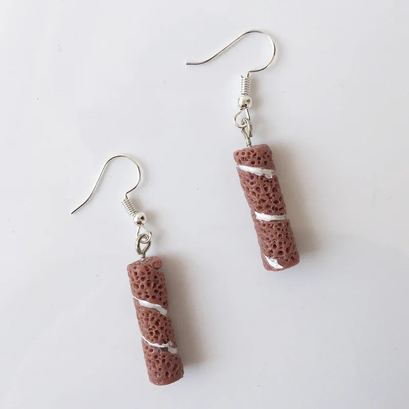 Fashion Cute Funny Chocolate Cake Drop Earrings For Women Girl Geometric Food Shape Donuts Cookies Dangle Earrings Party Jewelry - Ice Cream Cake