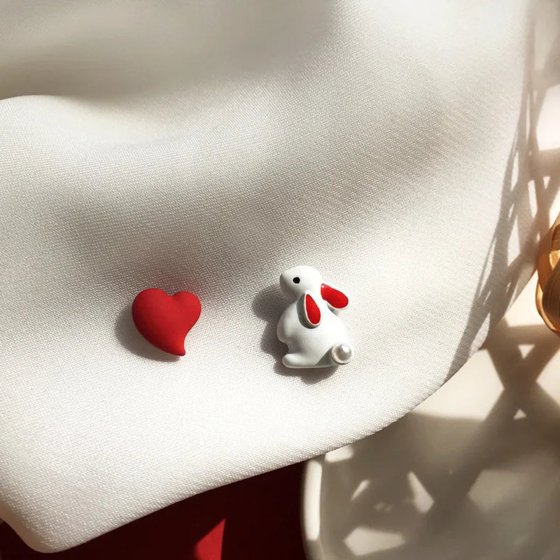 Korean Style Flower Cute Animal Dangle Earrings For Women Moon Stars Kitten Rabbit Balloon Asymmetric Earring Party Jewelry Gift - Ice Cream Cake