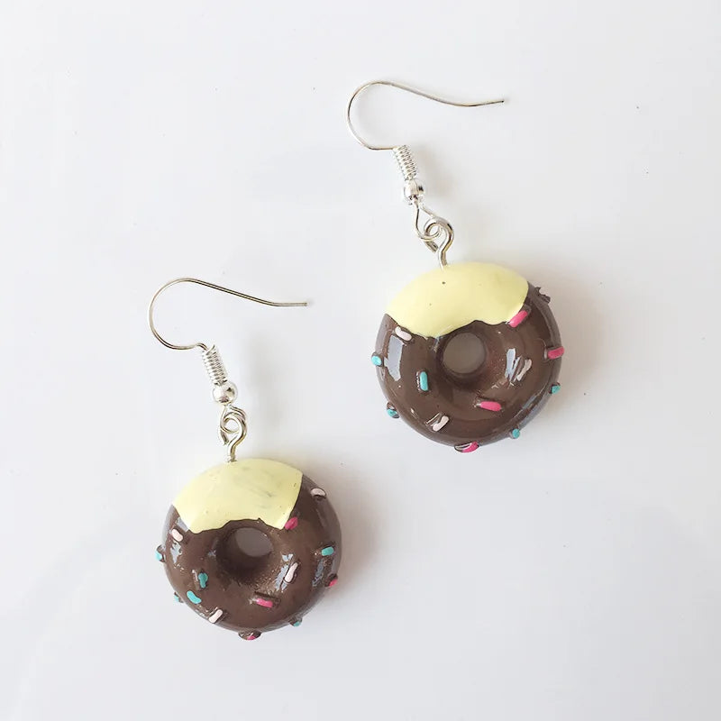 Fashion Cute Funny Chocolate Cake Drop Earrings For Women Girl Geometric Food Shape Donuts Cookies Dangle Earrings Party Jewelry - Ice Cream Cake