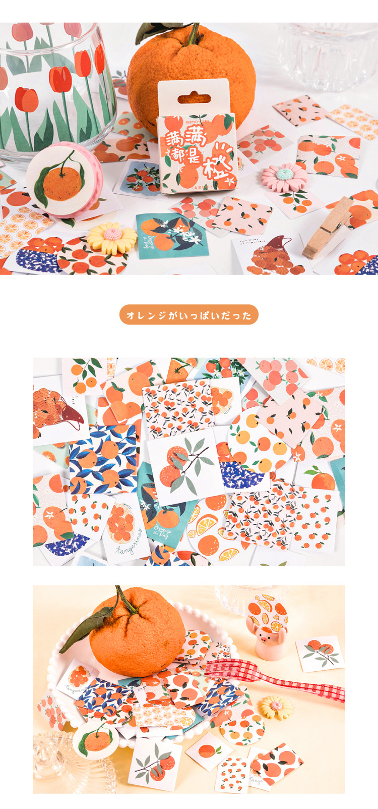 Orange Fruit Sticker Set (46pcs)