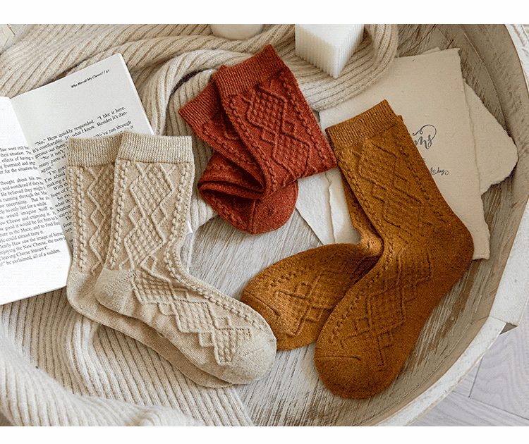 Aran Knit Ankle Socks (8 Colours)