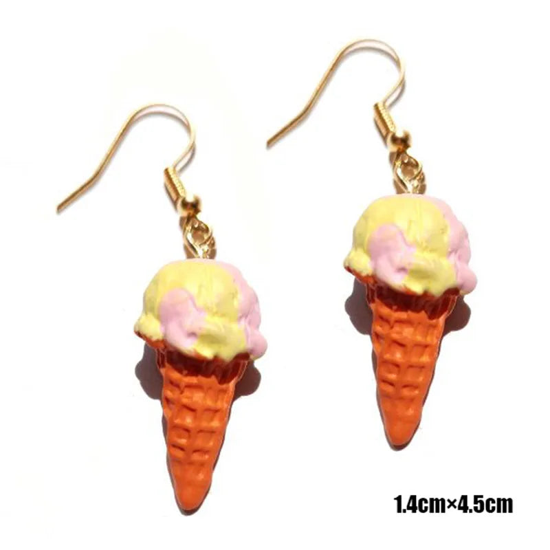 Fashion Cute Funny Chocolate Cake Drop Earrings For Women Girl Geometric Food Shape Donuts Cookies Dangle Earrings Party Jewelry - Ice Cream Cake