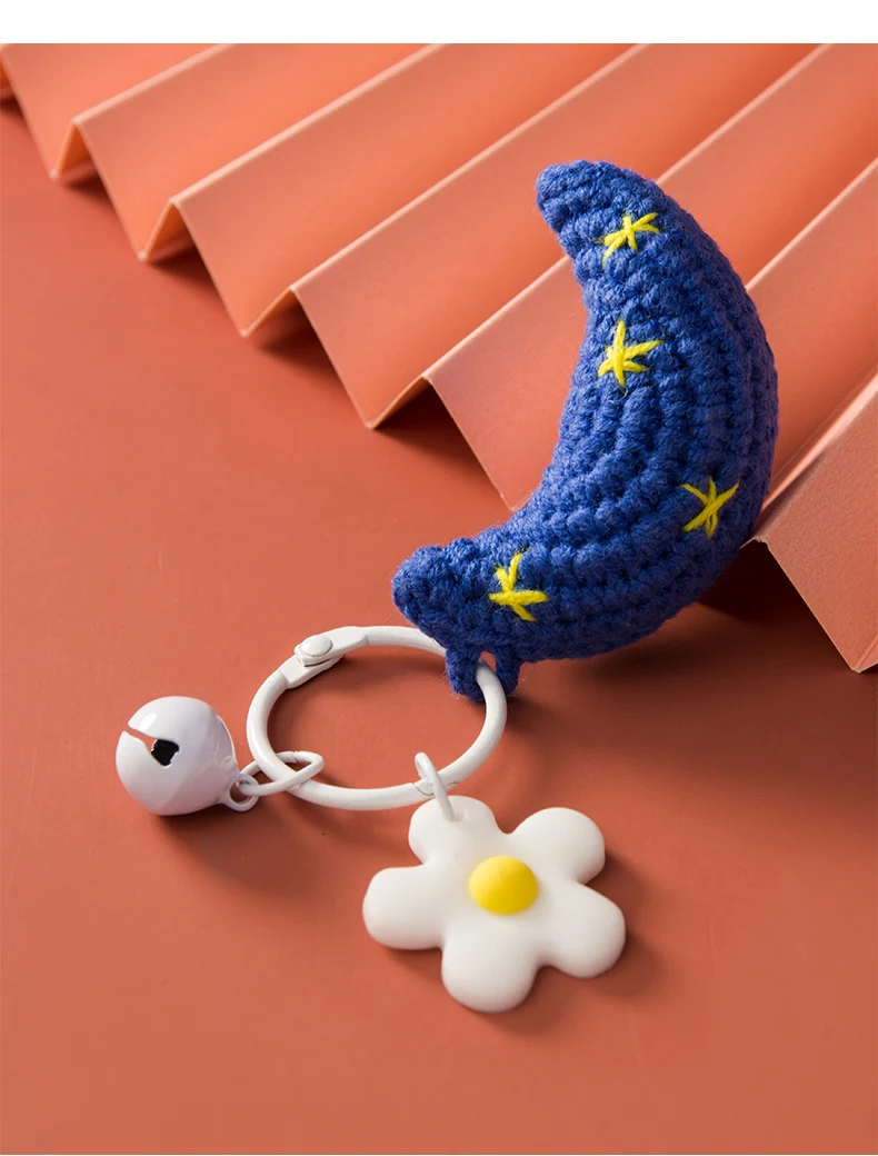 Moon, Sun and Star Character Crochet Keychain (3 Designs)