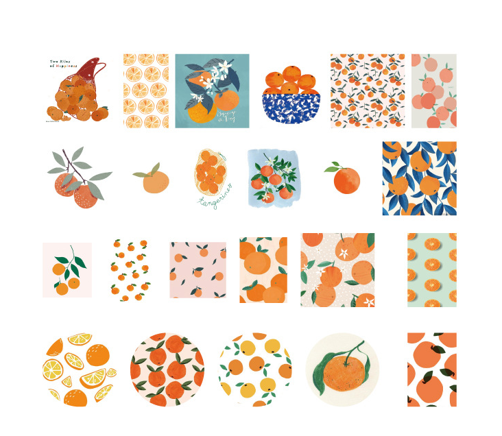 Orange Fruit Sticker Set (46pcs)