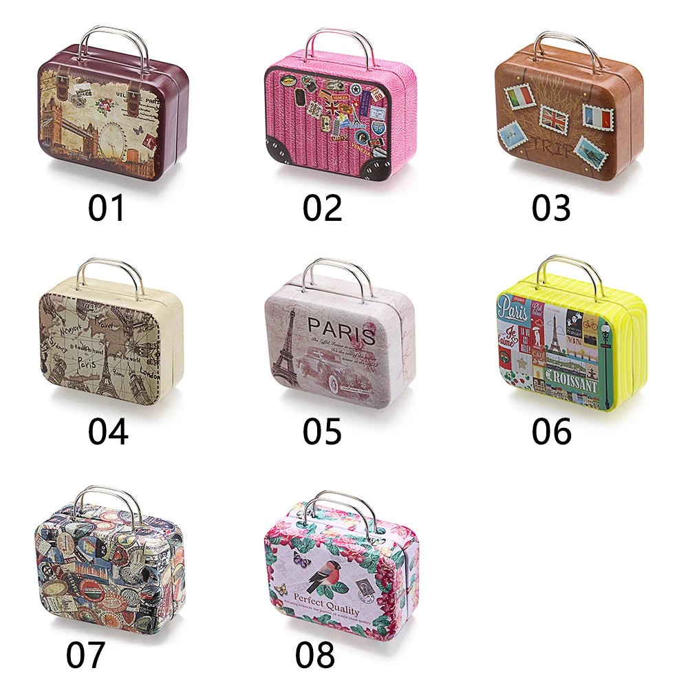 Kitschy Mini Vintage Lugagge Storage Tin
