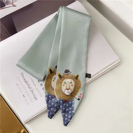 New Style Decoration Women's Printed Animal style Scarf Business Small Neckerchief Silk Scarves skinny scarf - Ice Cream Cake