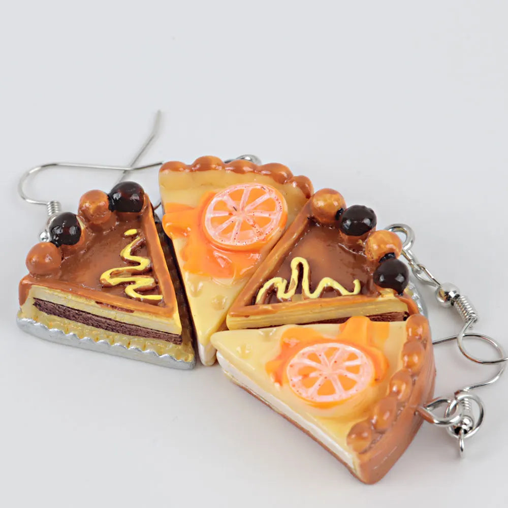 Fashion Cute Funny Chocolate Cake Drop Earrings For Women Girl Geometric Food Shape Donuts Cookies Dangle Earrings Party Jewelry - Ice Cream Cake