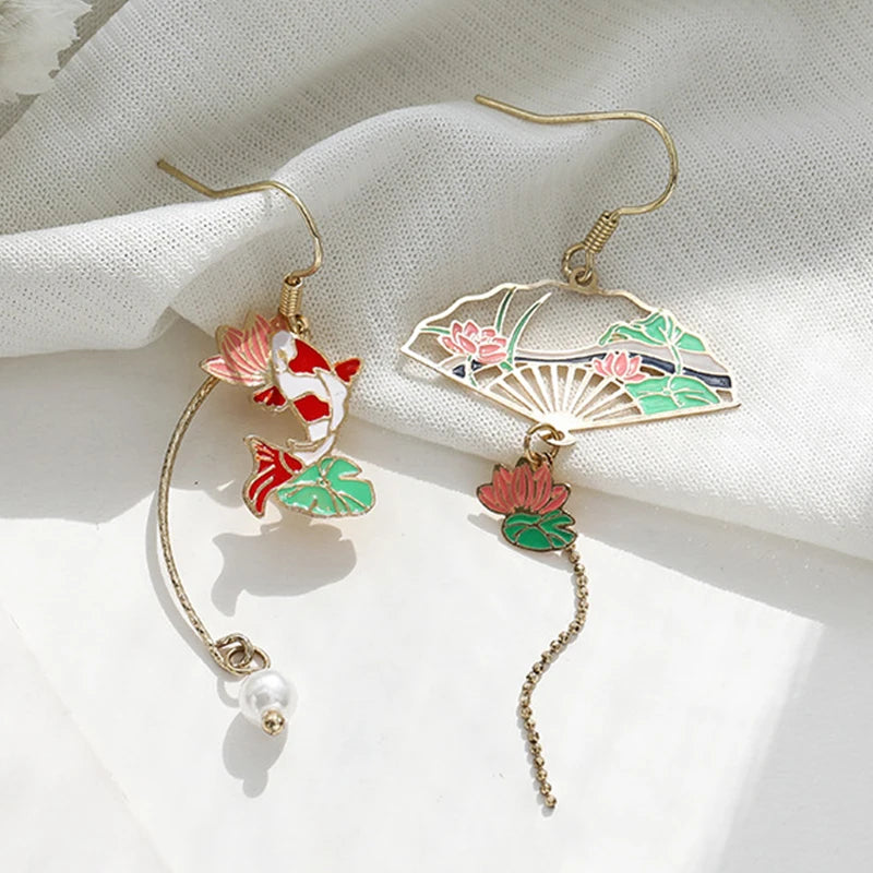 Korean Style Flower Cute Animal Dangle Earrings For Women Moon Stars Kitten Rabbit Balloon Asymmetric Earring Party Jewelry Gift - Ice Cream Cake