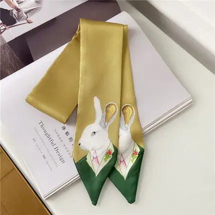 New Style Decoration Women's Printed Animal style Scarf Business Small Neckerchief Silk Scarves skinny scarf - Ice Cream Cake