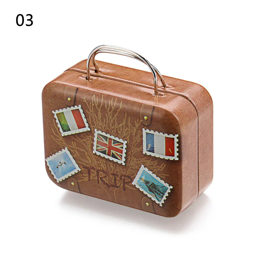 Kitschy Mini Vintage Lugagge Storage Tin