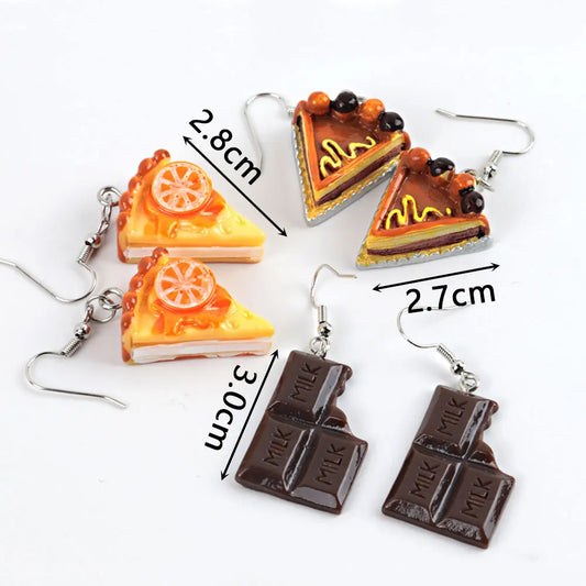 Fashion Cute Funny Chocolate Cake Drop Earrings For Women Girl Geometric Food Shape Donuts Cookies Dangle Earrings Party Jewelry - Ice Cream Cake