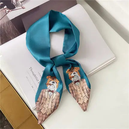 New Style Decoration Women's Printed Animal style Scarf Business Small Neckerchief Silk Scarves skinny scarf - Ice Cream Cake