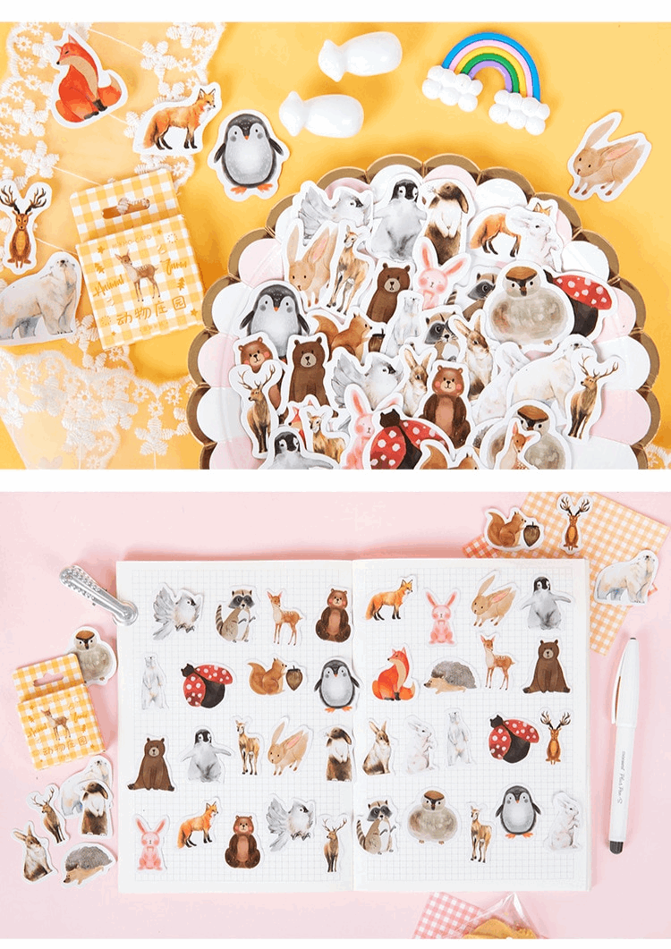 Animle Sticker Animal Sticker Set (45 Stickers) – Ice Cream Cake