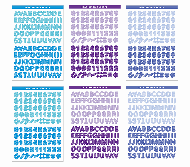 Alphabet Letter Sticker Sheet Set (6 Sheets)