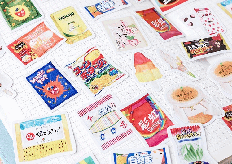 Asian Snacks Sticker Pack (46pcs) - Ice Cream Cake