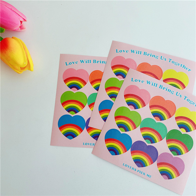 Rainbow Hearts Sticker Sheet (9 Stickers)