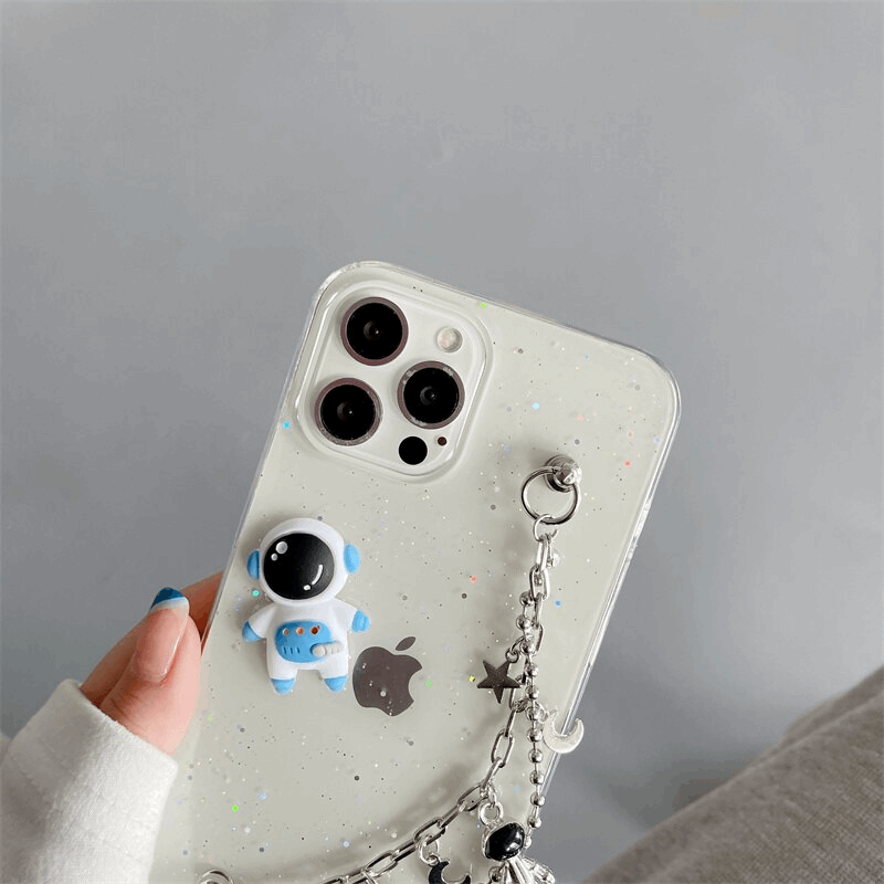 3D Astronaut Charm Strap iPhone Case