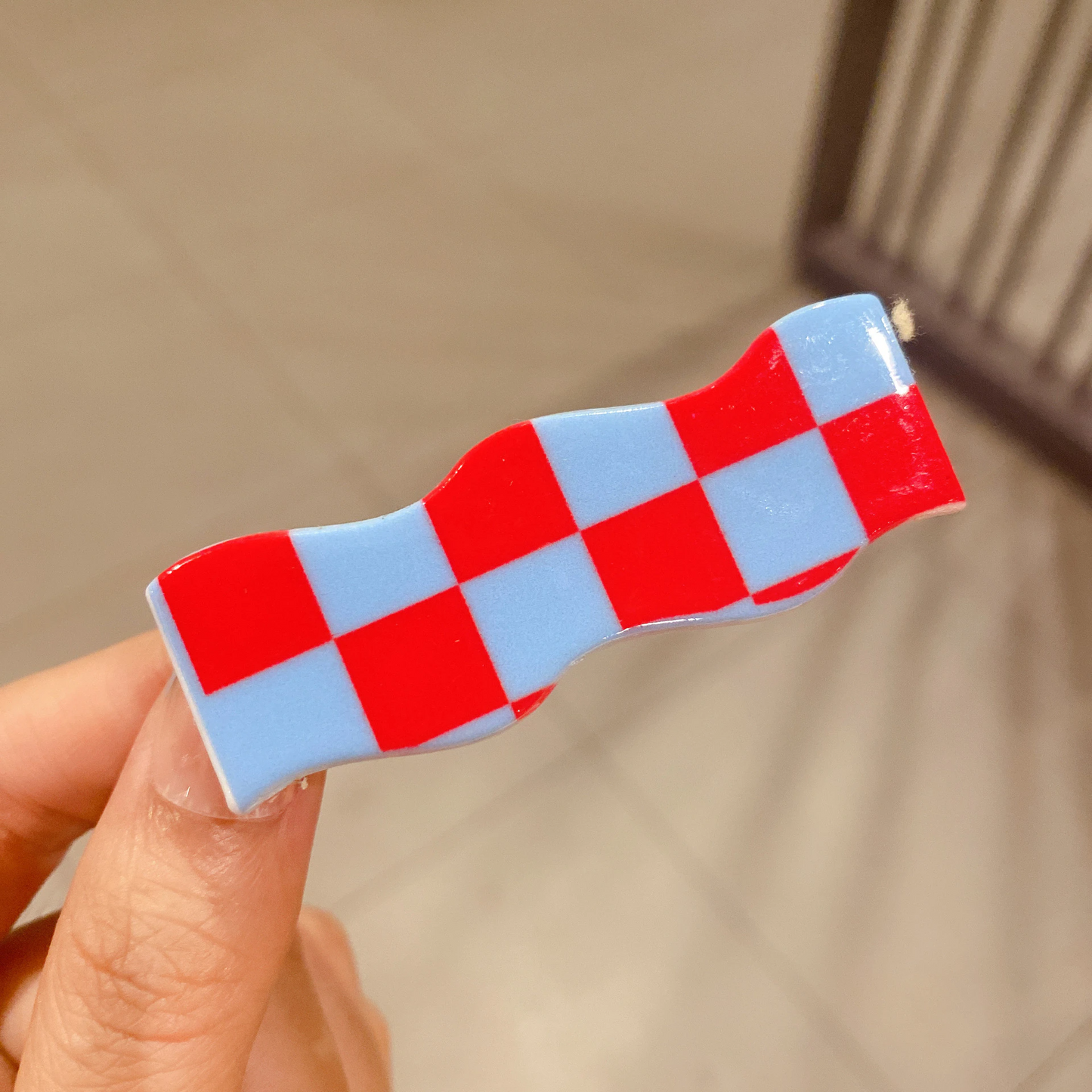 Glossy Checkerboard Hair Clip (8 Colours)