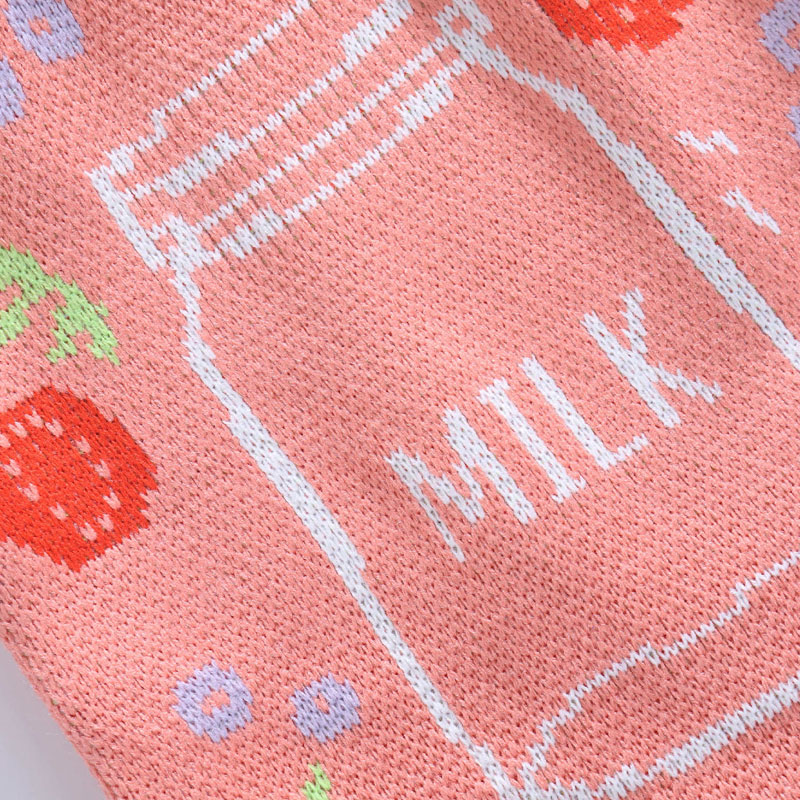 Pink Strawberry Milk Knitted Tote