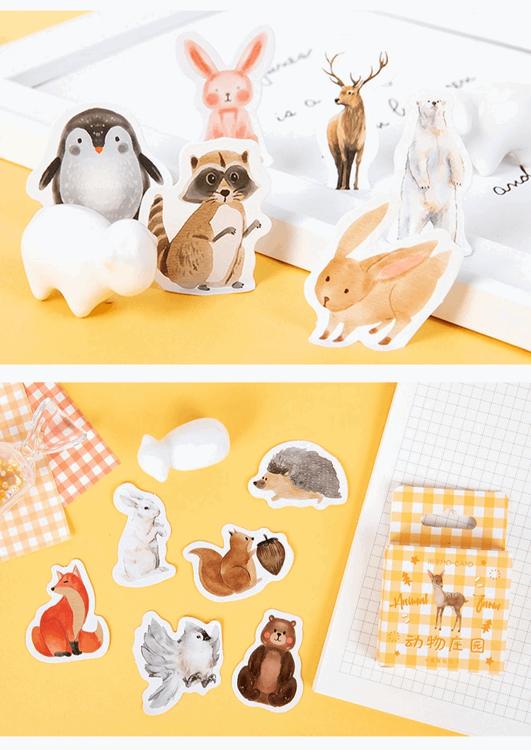 Animle Sticker Animal Sticker Set (45 Stickers) – Ice Cream Cake