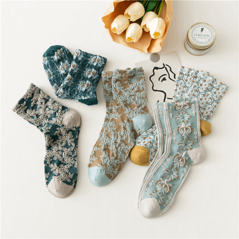 Baroque Wallpaper Pattern Textured Ankle Socks (5 Colours)