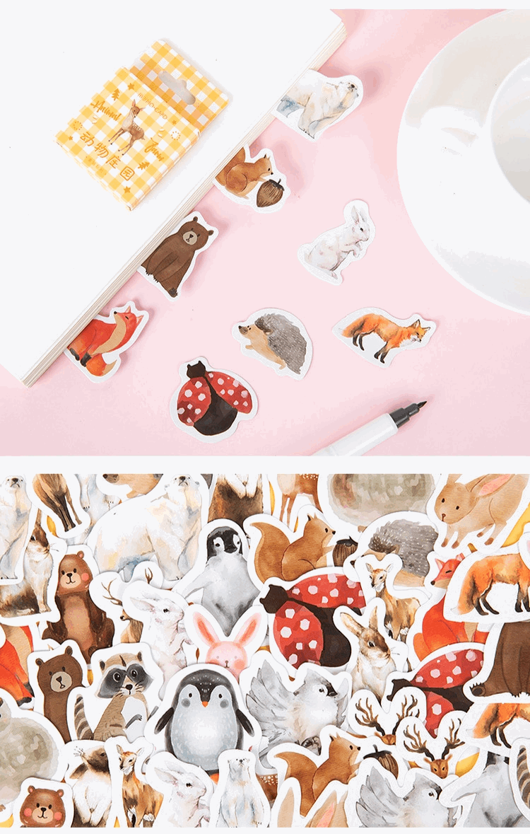 Animal Sticker Set (45 Stickers)