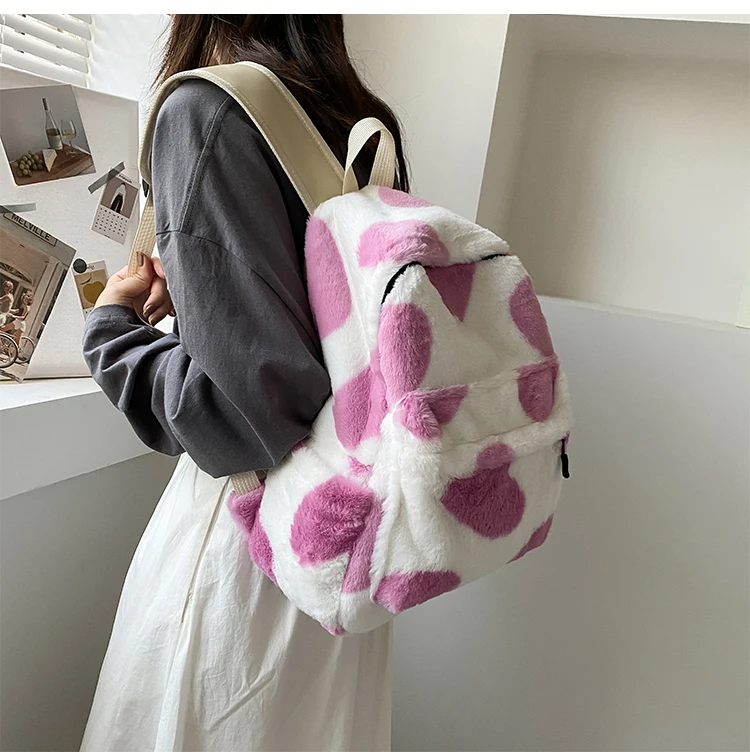 Fluffy Heart Pattern Backpack 4 Designs Ice Cream Cake