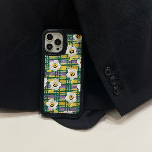 Smiling Daisies Embroidered iPhone Case