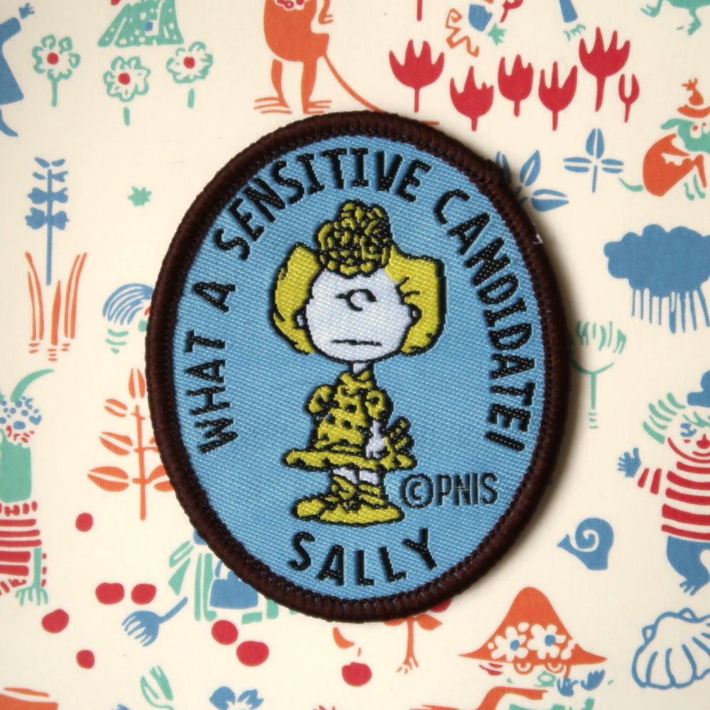 Snoopy Embroidery Patch // Sally Brown from the  comic Peanuts "What a Sensitive Candidate!" embroidered patch badge appliqué