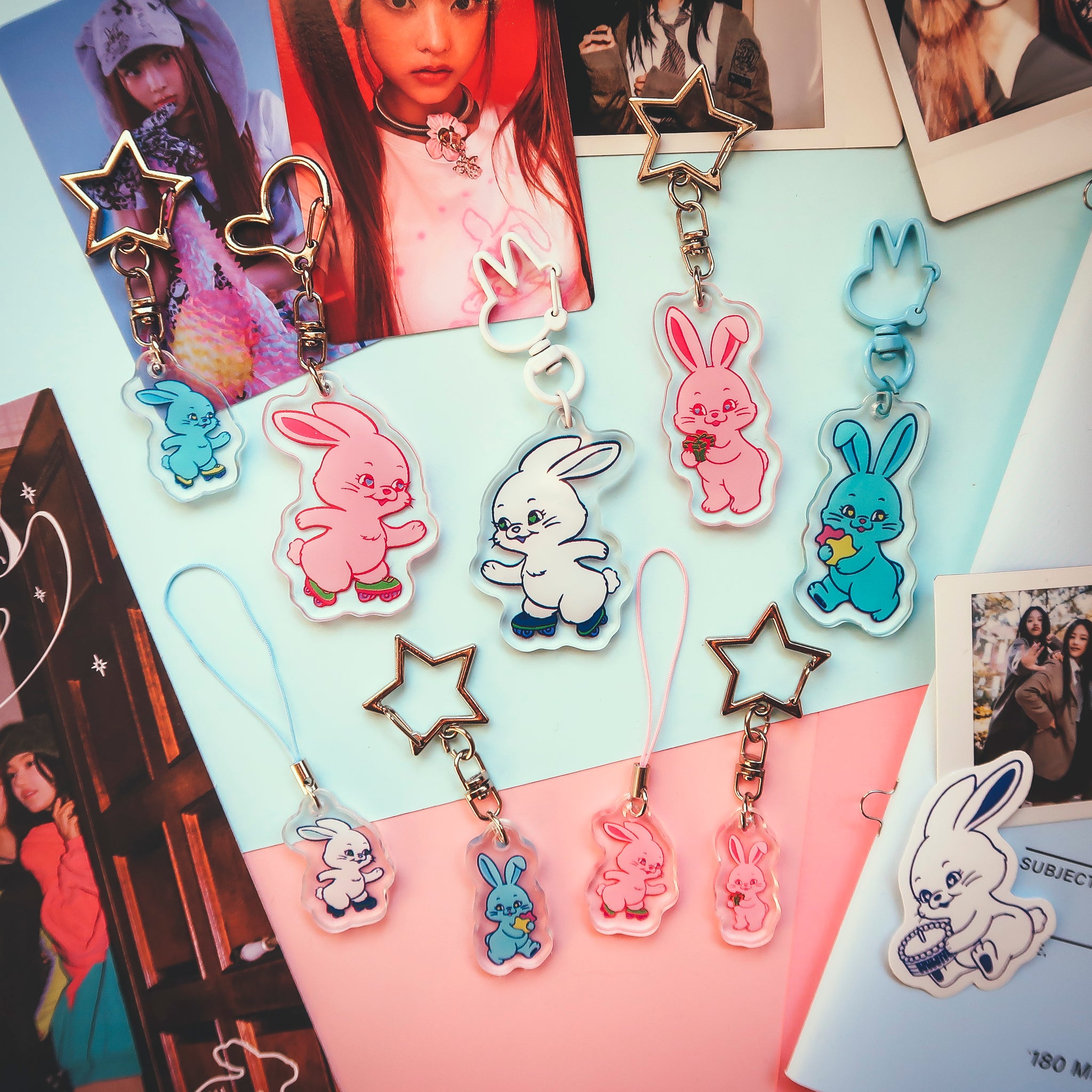 NewJeans Tokki/Bunny Mascot Glossy Acrylic Key Chain or Phone Strap (7 Designs)