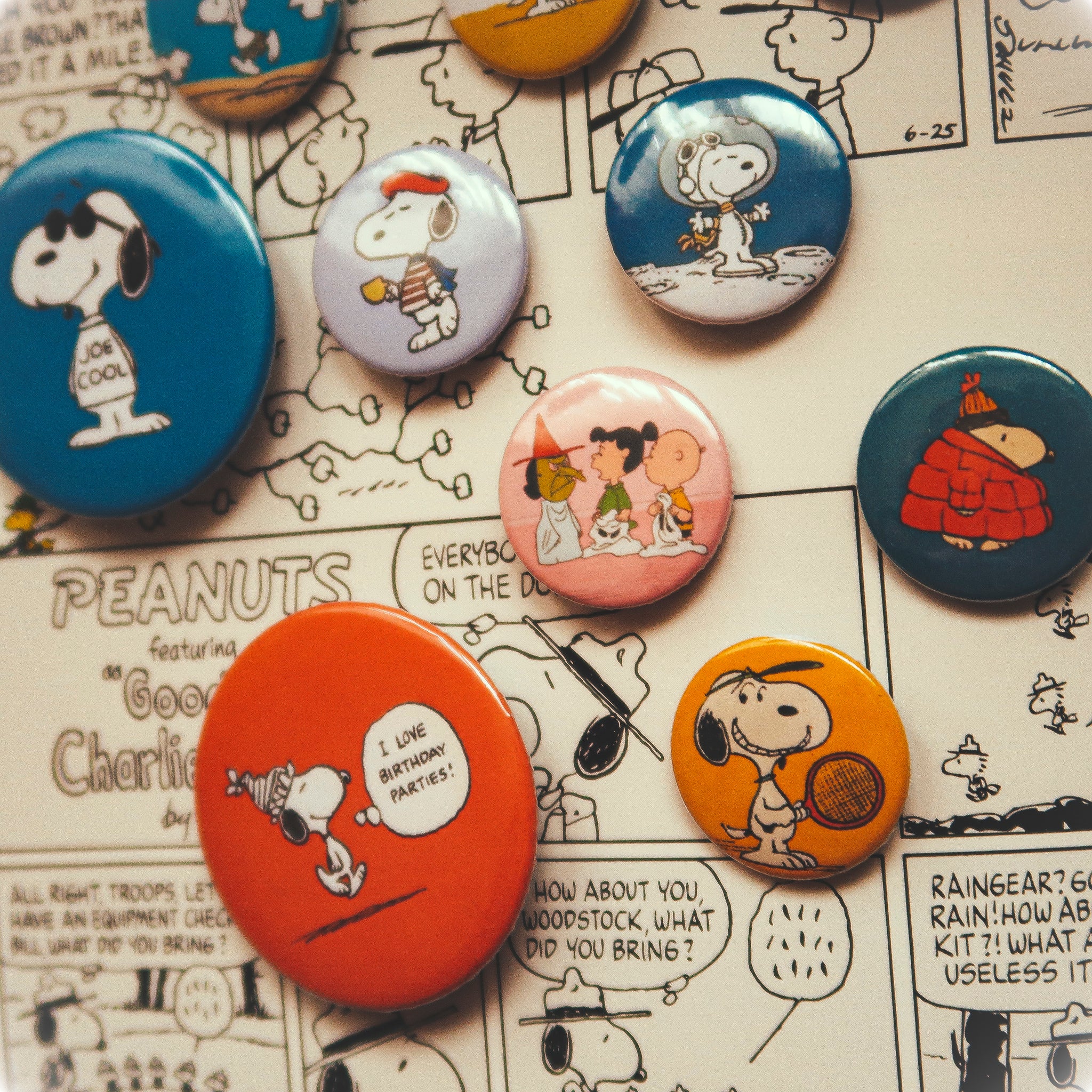 Snoopy/ Peanuts Comics Vintage Style Button Pin Badges – Ice Cream Cake
